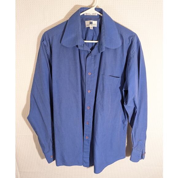 Italo Mondo 16 34/35 Shirt Men Blue Long Sleeve Button Vintage Korea 80s 90s - Picture 1 of 2